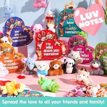 JOYIN 24 Packs Valentines Day Animal Plush Toy Party Favors Filled with Heart Boxes for Kids, KeyCha...