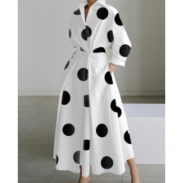 Womens Long Sleeve Vintage Dress with Pockets - Chic and Comfortable