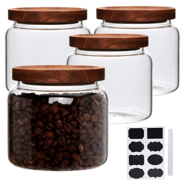 Datttcc Glass Food Storage Jars Set with Wooden Lids