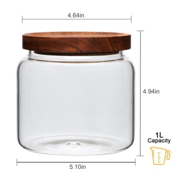 Datttcc Glass Food Storage Jars Set with Wooden Lids
