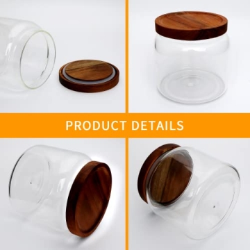 Datttcc Glass Food Storage Jars Set with Wooden Lids