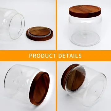 Datttcc Glass Food Storage Jars Set with Wooden Lids