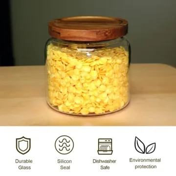 Datttcc Glass Food Storage Jars Set with Wooden Lids