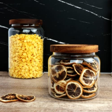 Datttcc Glass Food Storage Jars Set with Wooden Lids