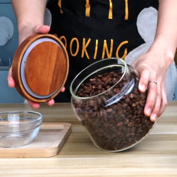 Datttcc Glass Food Storage Jars Set with Wooden Lids