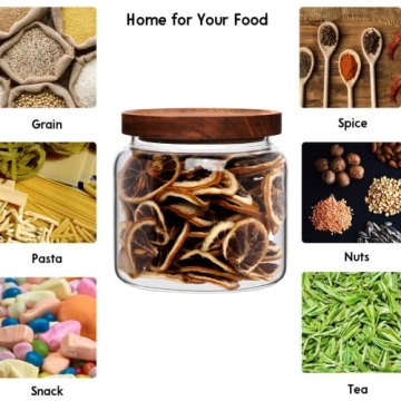 Datttcc Glass Food Storage Jars Set with Wooden Lids