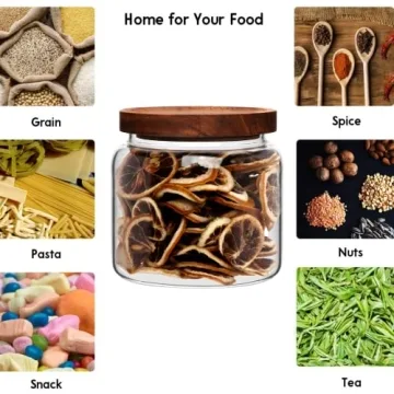 Datttcc Glass Food Storage Jars Set with Wooden Lids