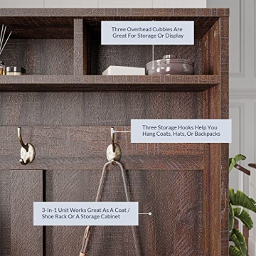 BELLEZE Entryway Hall Tree Freestanding Shoe Rack Espresso