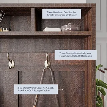 BELLEZE Entryway Hall Tree Freestanding Shoe Rack Espresso