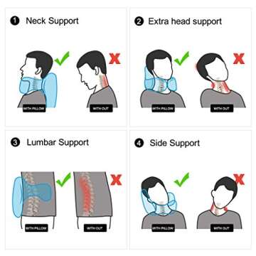 LANGRIA 6-in-1 Memory Foam Neck Support Travel Pillow with Detachable Hood Adjustable Neck Size for ...