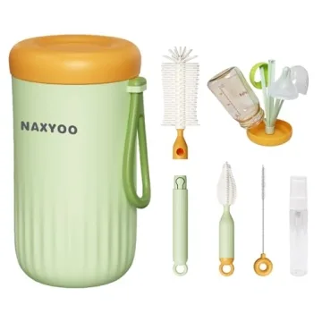 Revolutionary NAXYOO Travel Baby Bottle Brush Set - Essential Cleaning Kit for Baby Bottles, Nipple ...