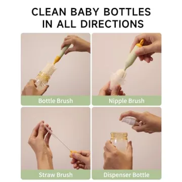 NAXYOO Travel Baby Bottle Brush Set with Drying Rack