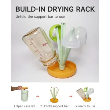 NAXYOO Travel Baby Bottle Brush Set with Drying Rack