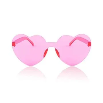FEISEDY 2 Pack Rimless Heart Shaped Sunglasses - Trendy Party Accessory