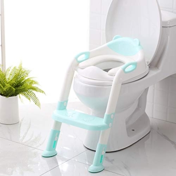 SKYROKU Adjustable Potty Training Seat with Step Stool - Safe, Non-Slip & Foldable