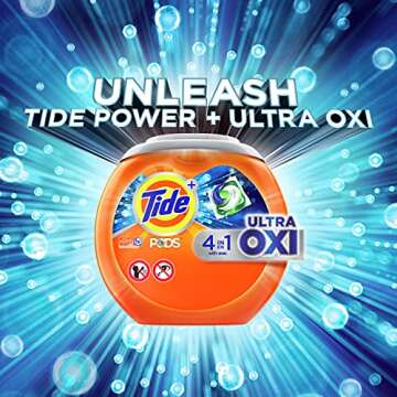 Tide PODS Liquid Laundry Detergent Soap Pacs, 4-n-1 Ultra Oxi, HE Compatible 85 Count, Built in Pre-Treater for Stains