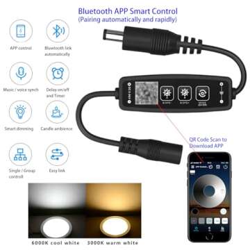 CRISETEK Puck Lights - Bluetooth Smart Control, 8 Pack Dimmable Lighting for Cabinets