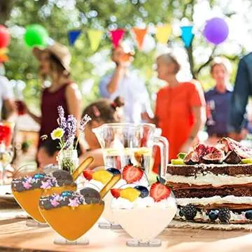 Coloch 100 Pack 4 Oz Plastic Mini Dessert Cup with Spoon, Clear Parfait Appetizer Cup Heart-shaped Small Serving Bowl for Cakes, Ice Cream, Tasting, Party, Buffet, Valentine's Day, Wedding