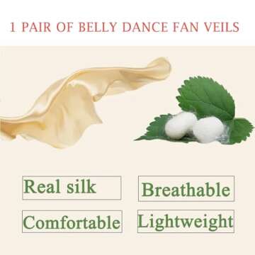 Nimiman Silk Belly Dance Fan Veils - Elegant Performance Accessory