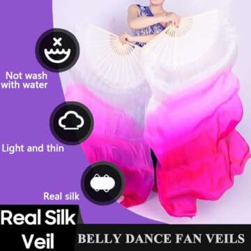 Nimiman Silk Belly Dance Fan Veils - Elegant Performance Accessory