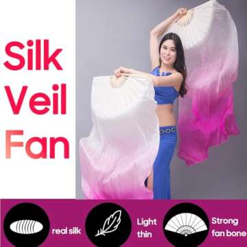 Nimiman Silk Belly Dance Fan Veils - Elegant Performance Accessory