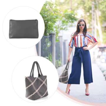 IwIeIaIrI Soft Woven Tote Bag for Women,Large Fashion Woven Leather Shoulder Bag with Purse for Summer Beach Travel