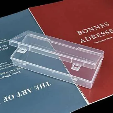 Thintinick 6 Pack Rectangular Clear Plastic Storage Containers Box with Hinged Lid for Beads and Other Small Craft Items (6.1 x 2.56 x 1.18 inch)