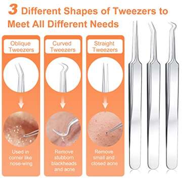 Pimple Popper Tool Kit, IUMAKEVP 15 PCS Professional Stainless Steel Blackhead Remover Comedone Extr...