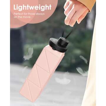 Infitran Collapsible Water Bottles, BPA-Free Leak-Proof Silicone Foldable Water Bottle Cup 20.6oz, Durable Lightweight Bottle for Gym Travel Camping Hiking Running Sport,Pink