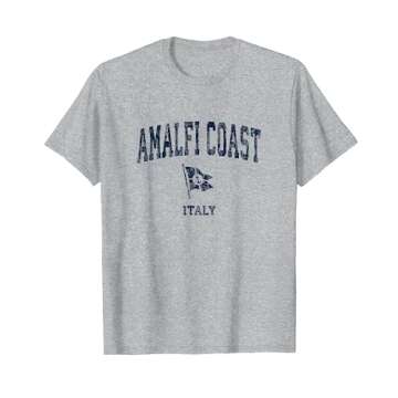 Amalfi Coast Italy Vintage Sports Navy Boat Anchor Flag T-Shirt