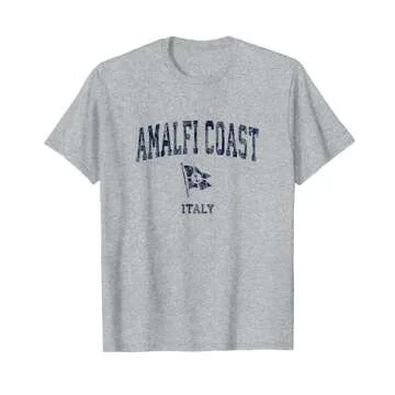 Amalfi Coast Italy Vintage Sports Navy Boat Anchor Flag T-Shirt