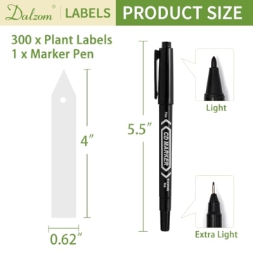 Dalzom® 300Pcs 4" Plant Labels with Marker Pen, Waterproof Plastic Plant Tags for Outdoor Seedlings...