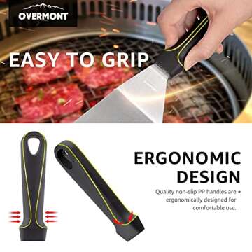 Overmont Griddle Accessories Tool Kit 9-Piece Professional Grill Spatula & Scraper Set Flipper Stainless Steel for Flat Top Grill Hibachi BBQ Camping Cooking Dishwasher Safe
