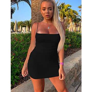 Mizoci Sleeveless Ruched Spaghetti Strap Party Dress