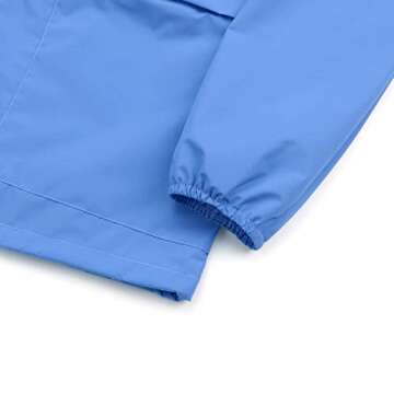 PESION Women's Windbreaker & Waterproof Hooded Rain Jacket Lightweight Outdoor Fashionable Light Blue Jacket Zip Coat Outerwear Raincoat with Pockets for Mountaineering Hiking Fish Travel, Small