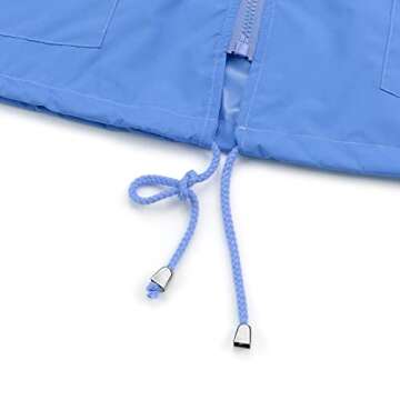PESION Women's Windbreaker & Waterproof Hooded Rain Jacket Lightweight Outdoor Fashionable Light Blue Jacket Zip Coat Outerwear Raincoat with Pockets for Mountaineering Hiking Fish Travel, Small