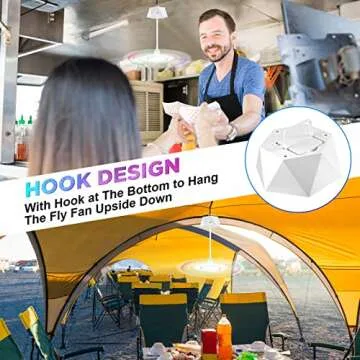 chemotex Fly Fans for Tables Rechargeable Fly Fans Keep Flies Away Flexible Fly Repellent Fans for Outdoor Table Top Fly Fan with Holographic Blades for Outside, Picnic (White, 6Packs)