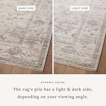 Loloi Magnolia Home by Joanna Gaines Millie Collection MIE-01 Silver/Dove 9'-6" x 13'-1", .25" Pile Height, Area Rug