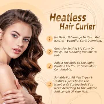 Luckybear Heatless Hair Curlers for Effortless Overnight Curls