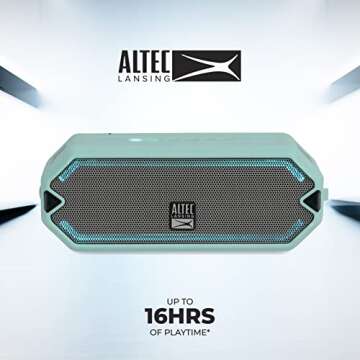 Altec Lansing - HydraJolt Wireless Bluetooth Speaker, Waterproof Portable Speakers with Built in Phone Charger and Lights, Everything Proof Outdoor, Shockproof, Snowproof, 16 Hours Playtime