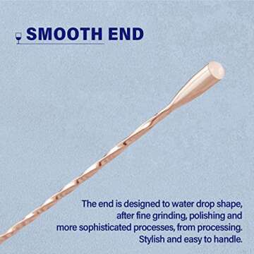 2 Pcs 12 Inches Bar Spoon, Long Handle Mixing Stirrers for Drink, Briout Stainless Steel Bar Cocktail Shaker Spoon, Rose Gold