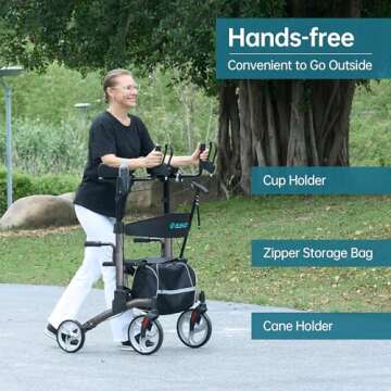 ELENKER Upright Walker - Stand Up Folding Rollator for Seniors