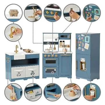 Teamson Kids Large Modular Play Kitchen - Blue & White