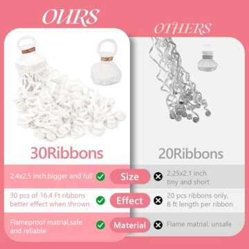 BATTIFE 10Pack Streamers Poppers - White Hand Throw Confetti Poppers, No Mess Paper Crackers for Bir...