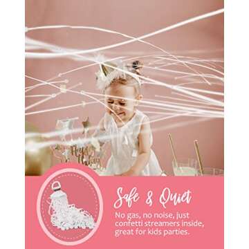BATTIFE 10Pack Streamers Poppers - White Hand Throw Confetti Poppers, No Mess Paper Crackers for Birthday Wedding Party Celebrations, White