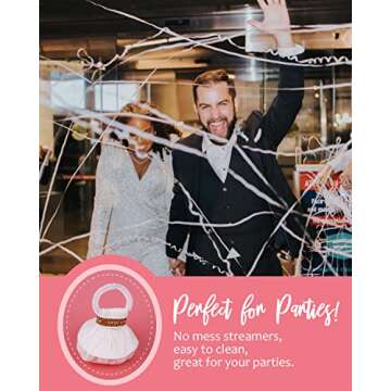 BATTIFE 10Pack Streamers Poppers - White Hand Throw Confetti Poppers, No Mess Paper Crackers for Birthday Wedding Party Celebrations, White