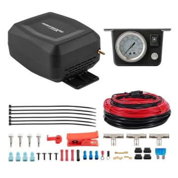 maXpeedingrods On Board Air Compressor System Universal Air Spring Compressor Kit with Gauge Air Lin...