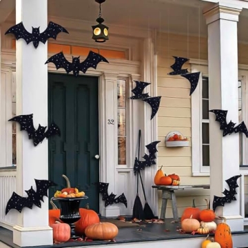 Pawliss Halloween Decorations Outdoor: 10Pcs Hanging Bats Stickers Wall Decals Window Sticker, Large...