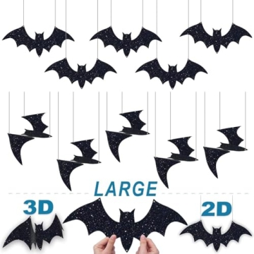 Pawliss 10 Pcs Halloween Bat Stickers for Spooky Decor