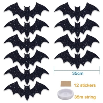 Pawliss 10 Pcs Halloween Bat Stickers for Spooky Decor